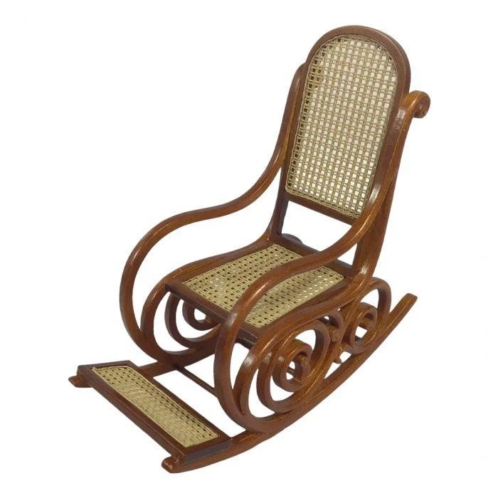 Dolls House Boston Rocking Chair Walnut & Cane Rocker JBM Miniature Furniture - Image 1 of 1