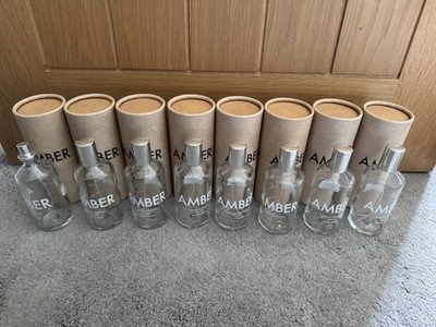 8 x leere Parfümflaschen - AMBER Labor 100ml mit Pappröhrchen Kartons