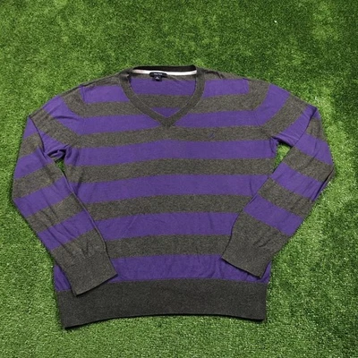 Sweat-shirt Nautica homme XL col V extra large rayé gris et violet léger - Photo 1/4