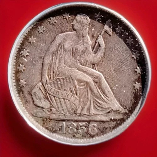 1856 O  Seated Liberty Silver Half Dollar ANACS Graded VF 35 Condition.