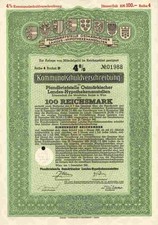 Pfandbriefstelle Ostm&auml;rkischer LandesHypo 1941 Wien Linz Graz Klagenfurt 100 RM