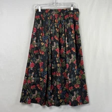 Vintage 80s 90s Susan Bristol Midi Skirt size 10 Floral Pleated Cottage Core