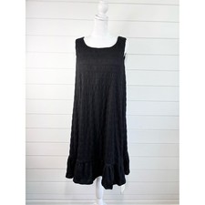 HALARA Sleeveless tank Black Textured Ruffle-Hem Midi Dress Size XL NEW
