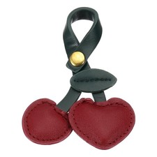Cherry Keychain Purse Charm for Women Cute PU Burgundy-Dark Green