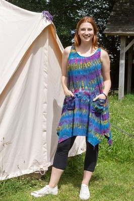 Wicked Dragon LUNA Knoten Batik Kleid mit Taschen erhältlich von Small bis XXL