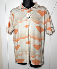 Bad Birdie Polo Shirt Men Large Orange Golden Hour Golf Performance Short Sleeve