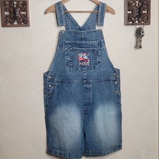 VTG Disney Mickey Mouse American USA Pride Embroidered Denim Overall Short   XL