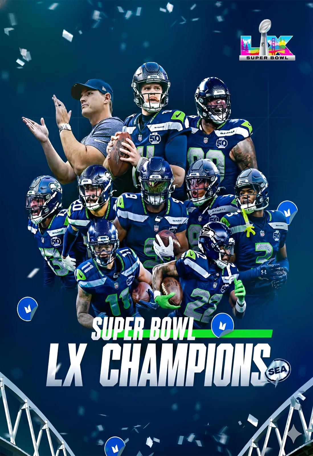 Seattle Seahawks Super Bowl LX Champions Poster