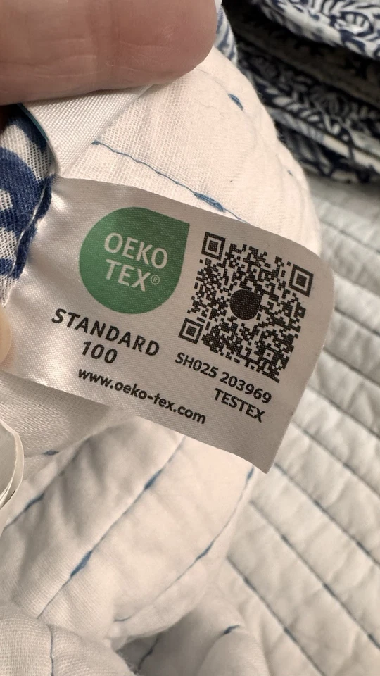 全新带标签 Sigrid Olsen Home Full/Queen 蓝色白色 100% 棉被子 88 英寸 X92 英寸沿海 — 第 4/4 张图片