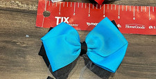 Turquoise/Black Ribbon, Hair Bows, Girls, Custom 5" w/Alligator Clips