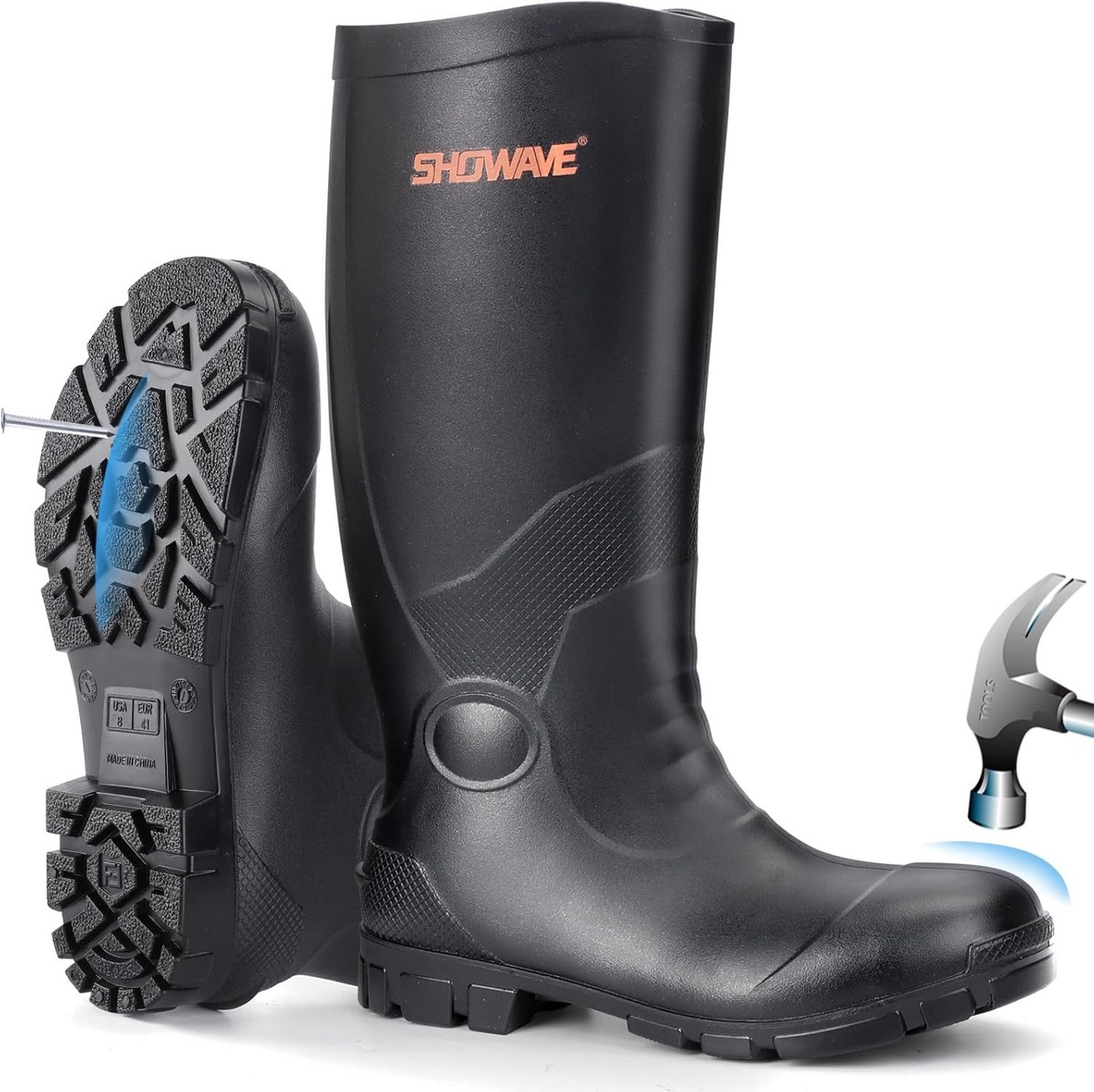 Black Showave Waterproof Men\'s Work Boots. Size 13 Showave Men main image 4