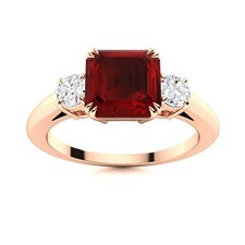 925 Sterling Silver Natural Garnet Daughter Solitaire Elegant Ring Jewelry