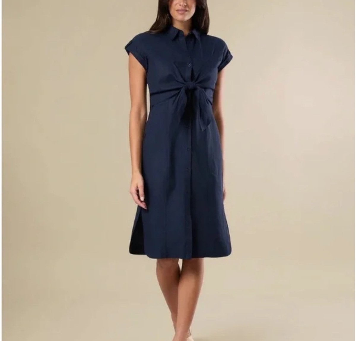 petite size cocktail dresses Karen Kane Women's Cap Sleeve Smocked Waist Button-Up Midi Dress, LP, LP, Chambray, 100% Tencel Size:XS=3 Meter Long allowing for comfortable movement marketplaces/eci-online/catalogo Dessy Lilac Dusk Convertible