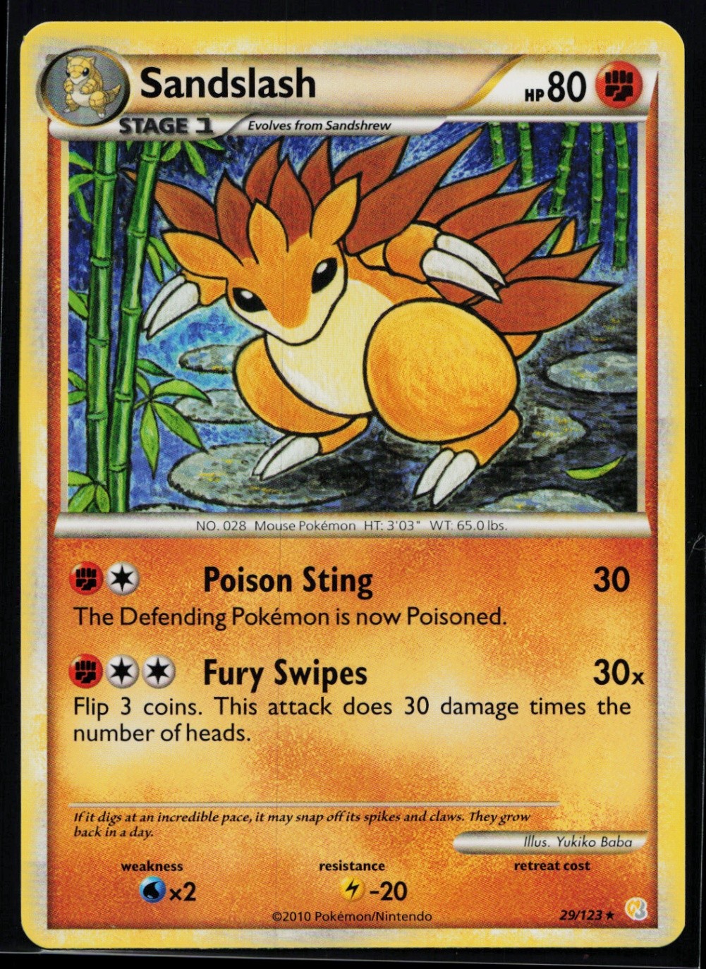 Sandslash Rare HeartGold SoulSilver 29/123 NM 342