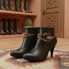 Women Brown Metal Boot Chain Accessory Bracelet Anklet Shoe Scorpion Charm PAIR