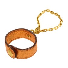 HERMES Glove Holder Leather Orange Gold Hardware H Stamp Bag Charm 2004 France