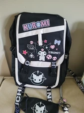 Kuromi School Laptop Backpack USB Port Headphone Jack Travel Bag 17"