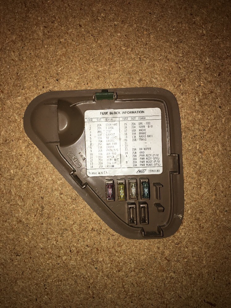 19951998 CHEVY GMC PICKUP TRUCK FUSE BOX DOOR LID COVER SILVERADO TAN