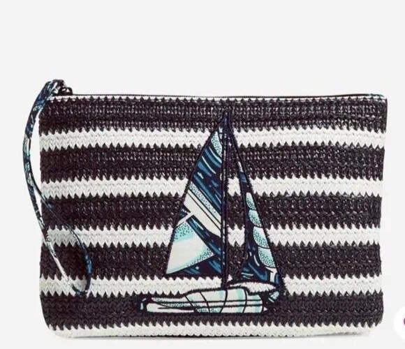 Bolso sin asas Vera Bradley Shore Suficiente velero paja playa muñeca náutico nuevo con etiquetas