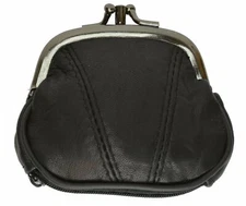 Black Small Leather Metal frame coin purse
