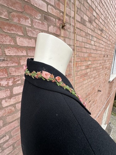 Blumarine Couture Blazer Jacket Black Roses Embroidered Neck Tailleur SZ IT42-S - Picture 16 of 23