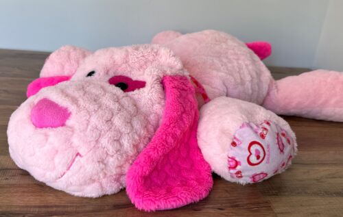 Goffa Extra Large 35” Pink Floppy Puppy Dog Heart Details Plush Laying Down - Picture 1 of 12