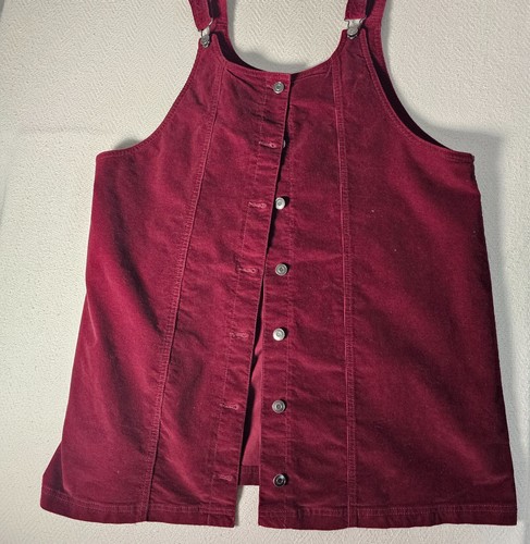 Celebrity Pink Juniors Size 2XL Cotton Corduroy Button-Front Pinafore Red Casual - Picture 6 of 12