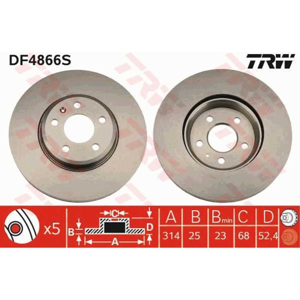 TRW 2X Bremsscheibe Vorne 314 BelüFtet FüR Audi A4 Avant 8K5 B8 8W5 B9-image