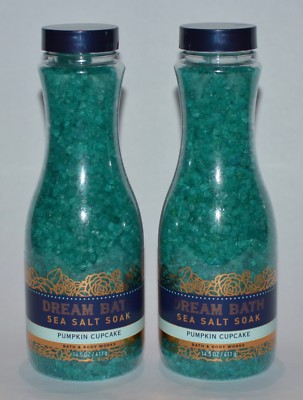 LOT OF 2 BATH & BODY WORKS PUMPKIN CUPCAKE DREAM BATH SEA SALT SOAK FIZZ 14.5 OZ