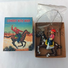 Vintage Tin Toys - Cowboy With Whip Vintage with Box China 1970's Wind Up Toy