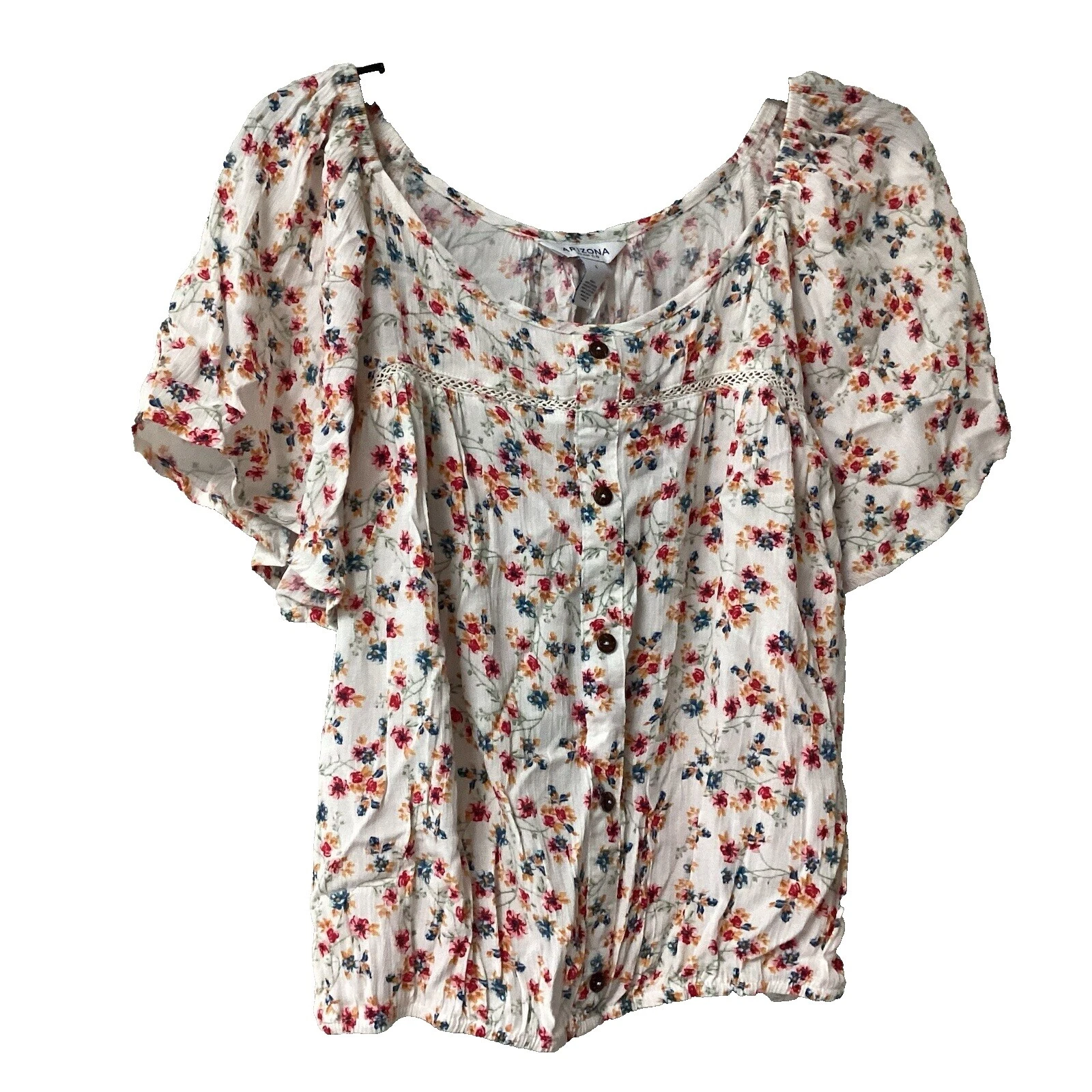 AriZona Regular Size Floral Casual Tops for Women