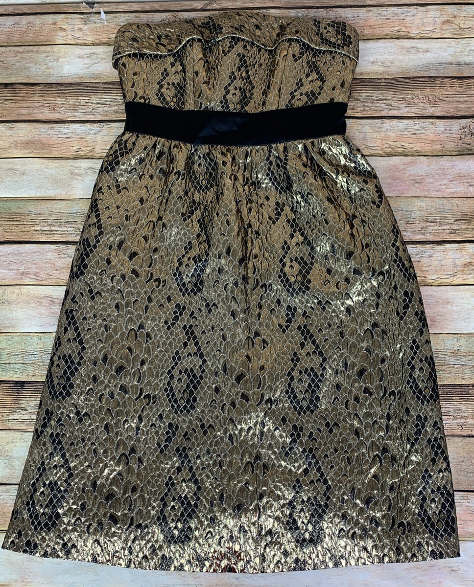 Gianni Bini Dress Size Metallic Gold Snakeskin Textured