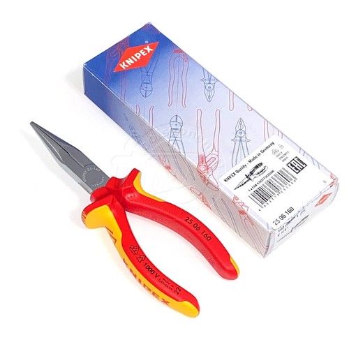 Knipex 160mm 1000V VDE Insulated Pointy Snipe Nose Side Cutting Pliers - 2506160 - Picture 2 of 7