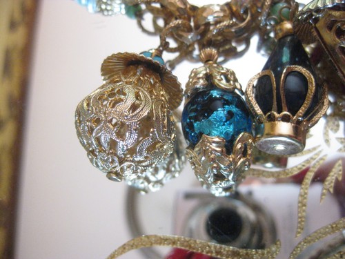 WOW! 50er SIGNIERTES NAPIER GOLDTON LATERNE GLAS PERLE ASIATISCH 15 CHARM ARMBAND - Bild 10 von 15