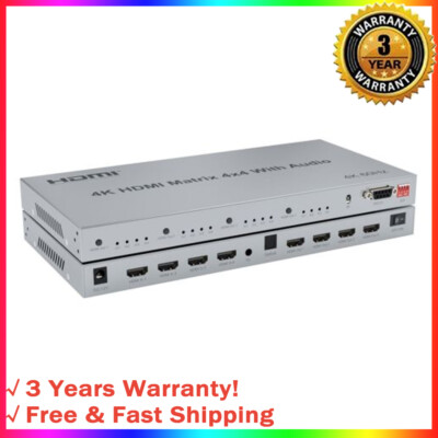 4K HDMI Matrix 4x4 with Audio Separation HDMI 2.0 4K 60Hz HDMI Matrix Switcher