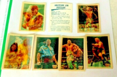 1990 TITAN SPORTS HASBORO 3-D WRESTLING CARDS 7DIF W/ HULK HOGAN MACHO MAN TED