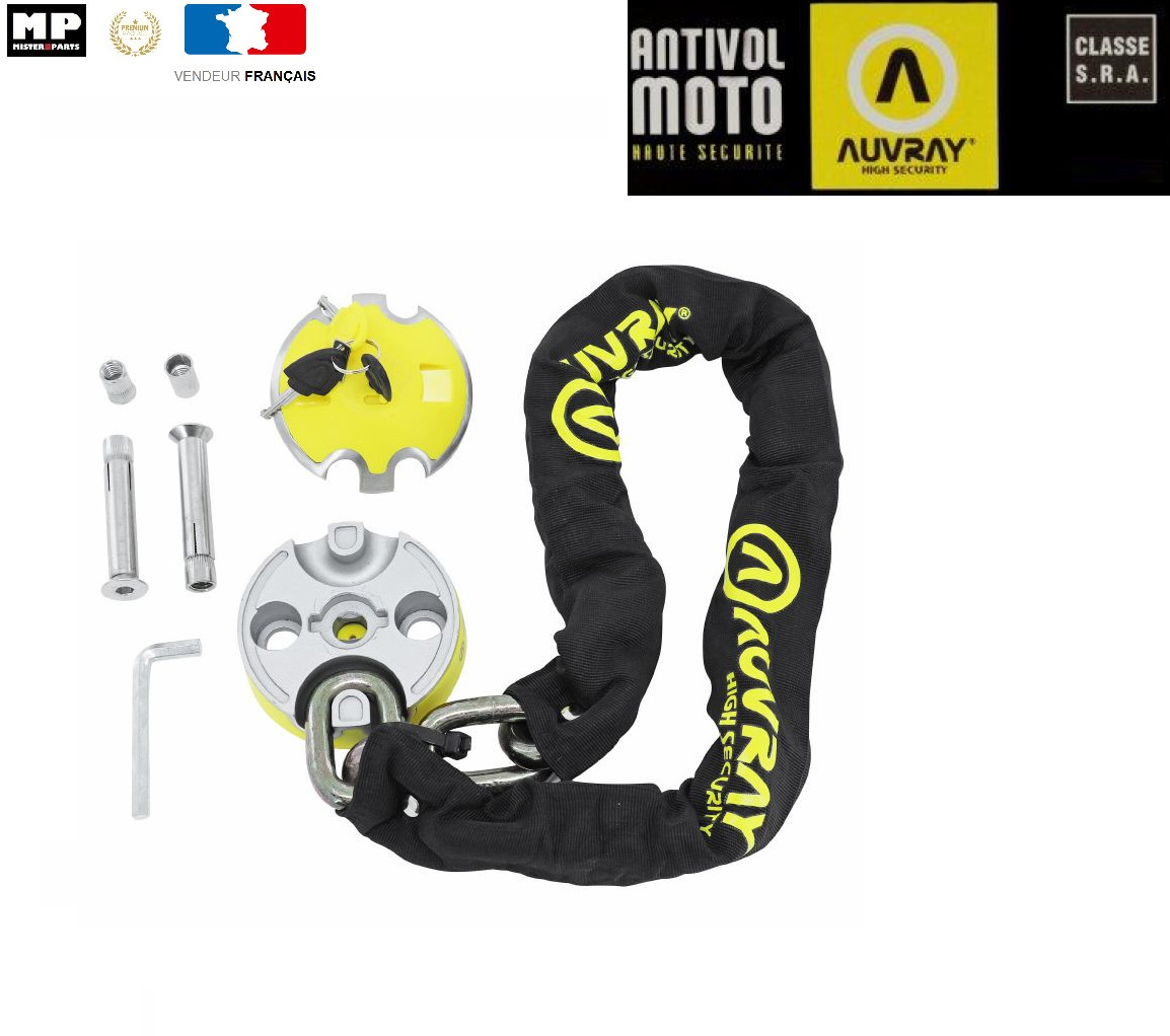 Antivol chaine Auvray Xtrem avec maillons 13.5mm anti-sciage haute protection