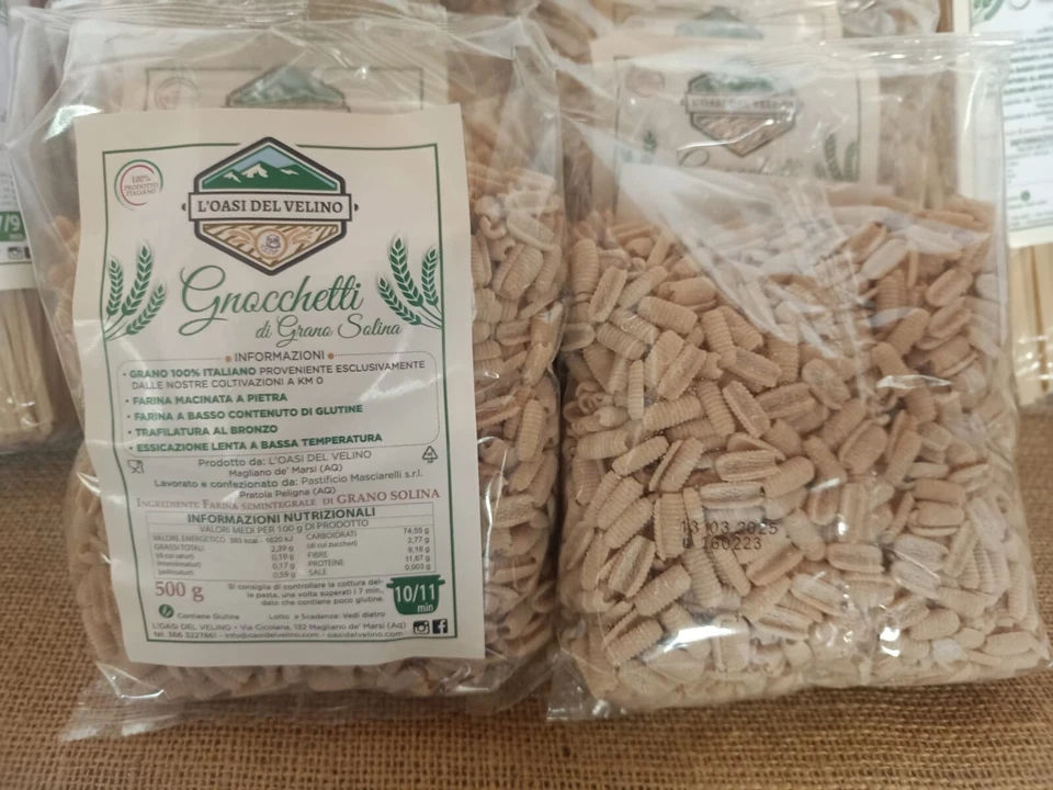 L'OASI DEL VELINO GNOCCHETTI SEMINTEGRALI DI GRANO SOLINA -GRANO 100% ITALIANO-TRAFILATA AL BRONZO