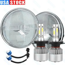 7 Inch Led Glass Headlight Round Original Classic Look Conversion Chrome Pair
