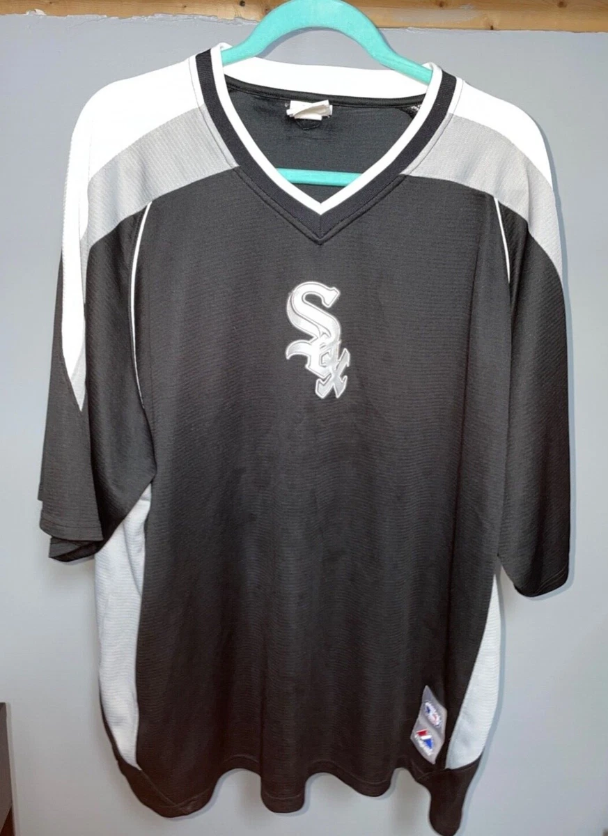 XL CHICAGO WHITE SOX Men Black Silver Pullover V Neck Baseball