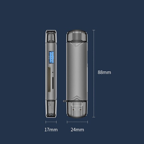 6 in 1 OTG Card Reader USB3.0 to Type C Micro USB Adapter Flash Drive TF SD - Picture 3 of 14