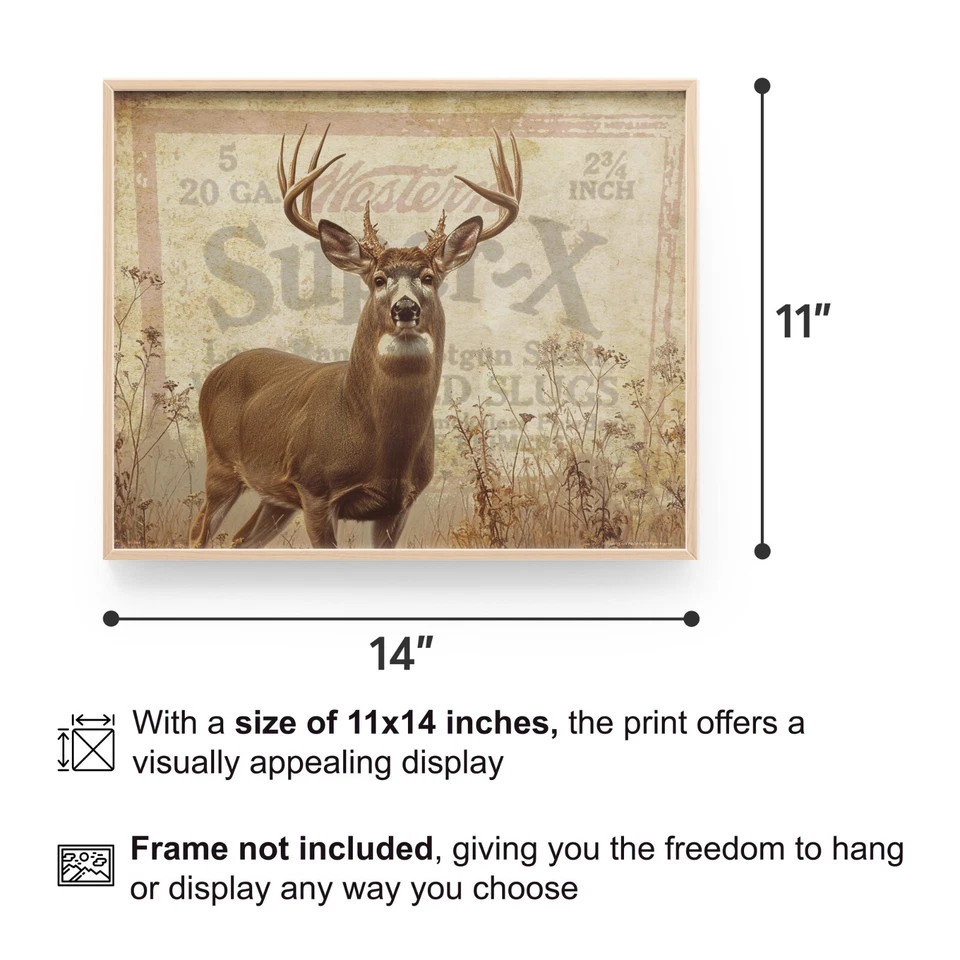 Vintage Winchester Shell Box Art Print Whitetail Deer Hunting Cabin Wall Decor - Image 3 of 4