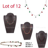 Lot Of 12 Silver Gold Black Tone Christmas X-mas Holiday Jingle Bells Necklace Lot Of 12 Silver Gold Black Tone Christmas X-mas Holiday Jingle Bells Necklace