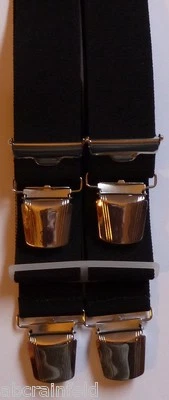 ABC - SUPERIOR schwarzer Hosenträger, Klipträger, 4 extra starke Clips, ca.35mm breit