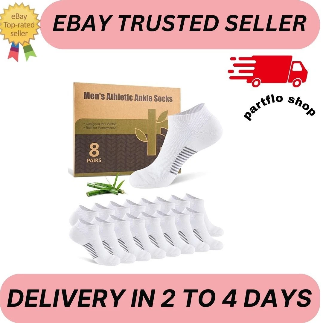 Ankle Socks for Men, Bamboo Socks Running Athletic Cushioned Moisture
