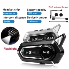 1/2x Motorcycle Bluetooth Helmet Headset Intercom 1000mAh MOTO Communicator