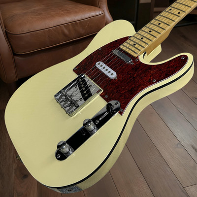 Tele Electric Guitar Cream Yellow Color Maple Fretboard Single Binding
