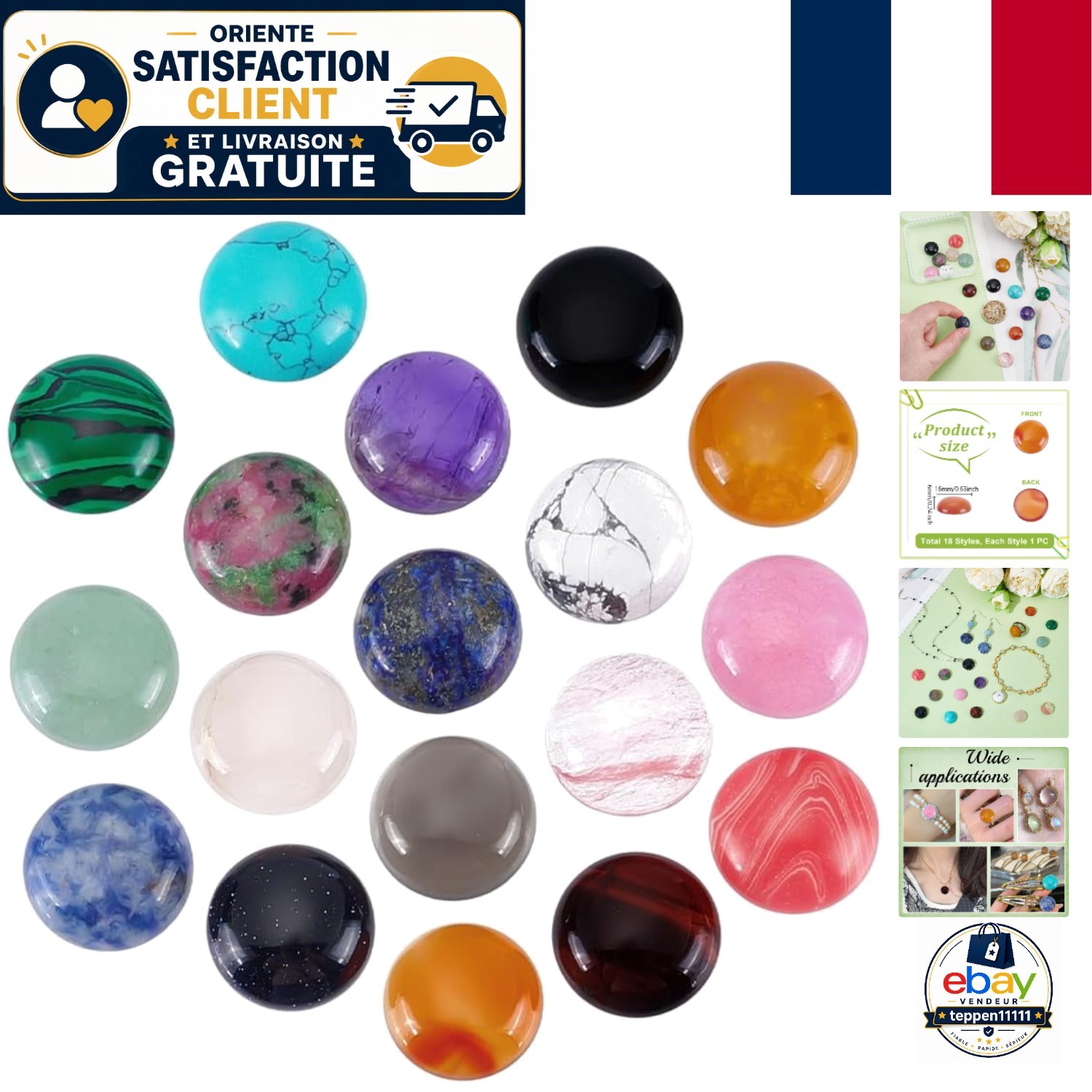 Cabochons 16x6mm PH PandaHall pour réparer et personnaliser vos bijoux cassés ou anciens