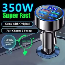 6-in-1 Multi-Port Adapter Car Charger with Display USB 3.0/3.1A Fast Charging