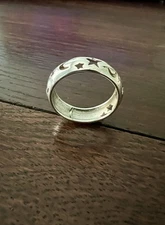 Star & Moon Cutout Band 7mm Sterling Silver sizes 6-12.25